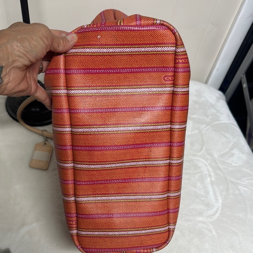 Coach Legacy Red and Cream Striped Tote - Picture 5 of 16